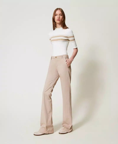 Twinset Pantaloni flare in twill Pantalone Donna - Boutique Luisa Trendy