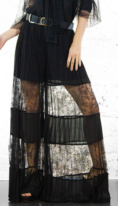 Twinset Pantaloni in georgette plissé con pizzo Pantalone Donna - Boutique Luisa Trendy