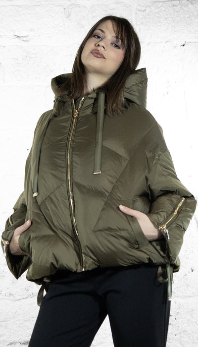 Twinset Piumino verde con cappuccio a scatola Capispalla Donna - Boutique Luisa Trendy