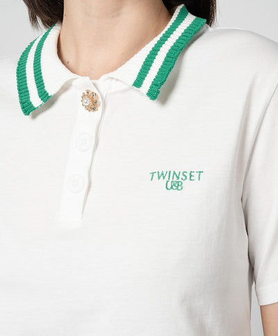 Twinset Polo in cotone con bottone gioiello T-Shirt e top - Boutique Luisa Trendy