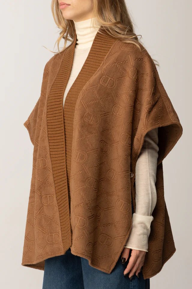 Twinset Poncho in panno con Oval T 252TO5420 Maglie e cardigan Donna - Boutique Luisa Trendy