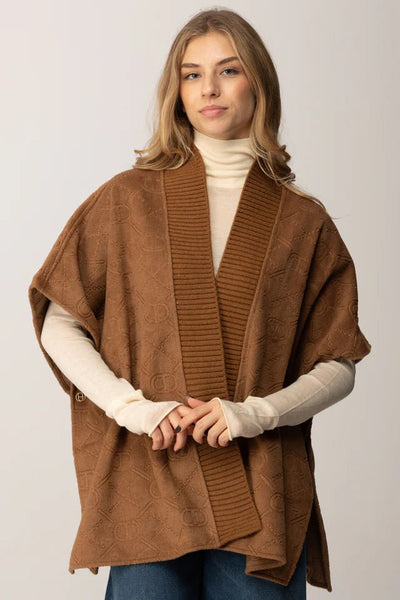 Twinset Poncho in panno con Oval T 252TO5420 Maglie e cardigan Donna - Boutique Luisa Trendy