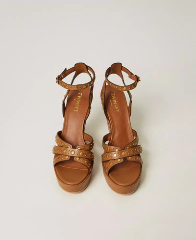 Twinset Sandali platform in pelle con borchie Scarpe - Boutique Luisa Trendy