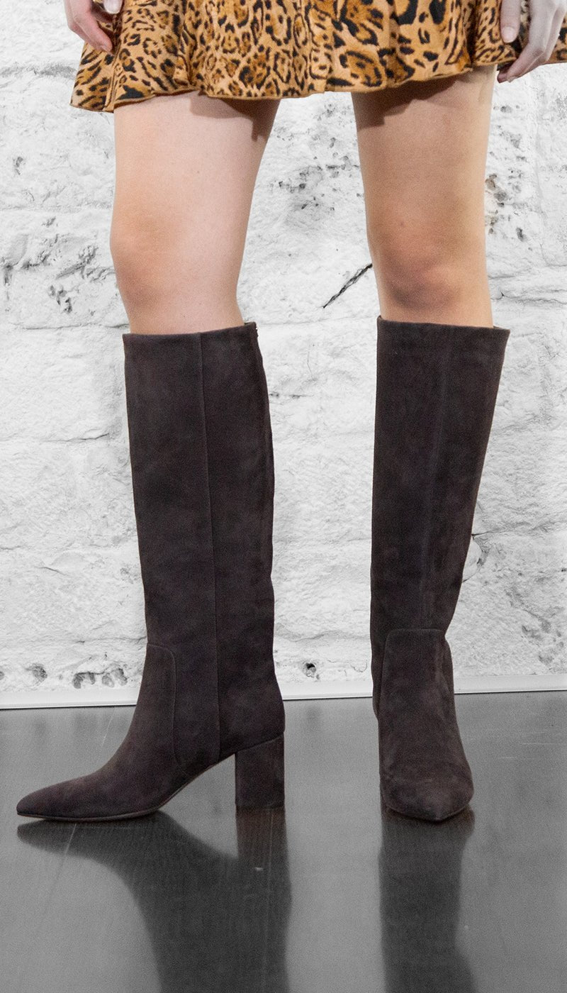 Twinset Stivali marroni in pelle scamosciata Scarpe - Boutique Luisa Trendy