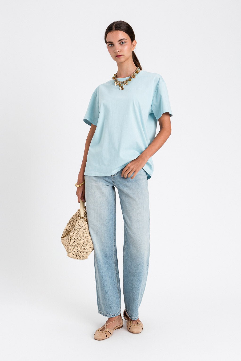 Twinset T-shirt celeste con scritta logo T-Shirt e top - Boutique Luisa Trendy