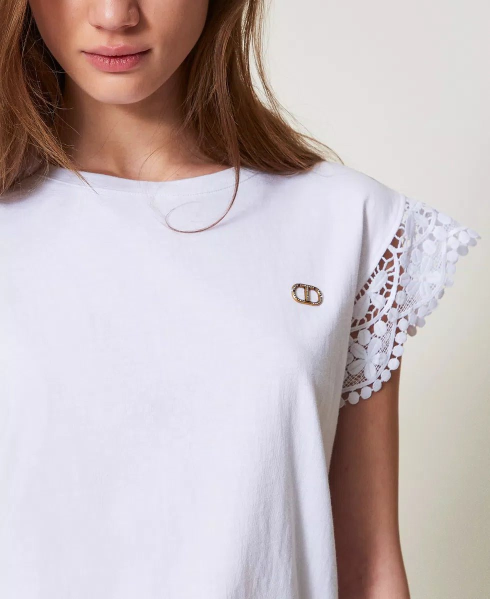 Twinset T-shirt con maniche ad aletta in pizzo T-Shirt e top - Boutique Luisa Trendy