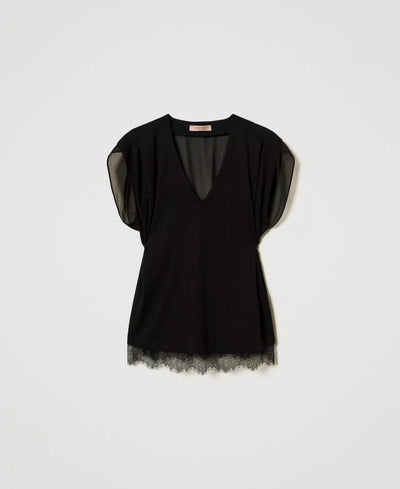 Twinset Top con pizzo e pieghe T-Shirt e top - Boutique Luisa Trendy