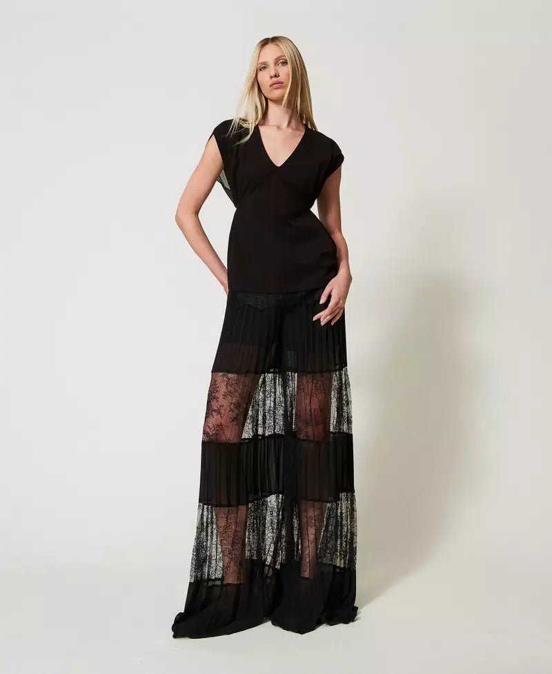 Twinset Top con pizzo e pieghe T-Shirt e top - Boutique Luisa Trendy