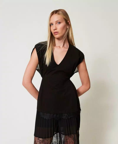Twinset Top con pizzo e pieghe T-Shirt e top - Boutique Luisa Trendy