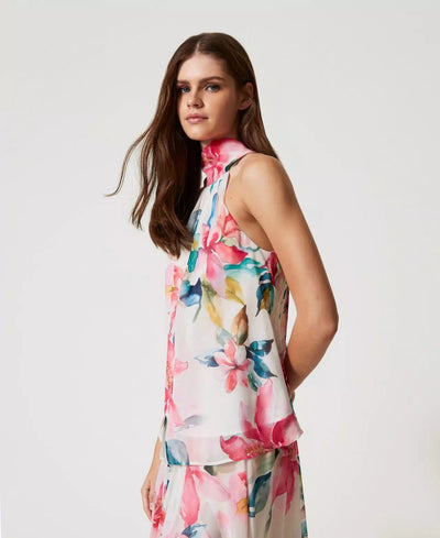 Twinset Top in georgette con stampa a fiori T-Shirt e top - Boutique Luisa Trendy