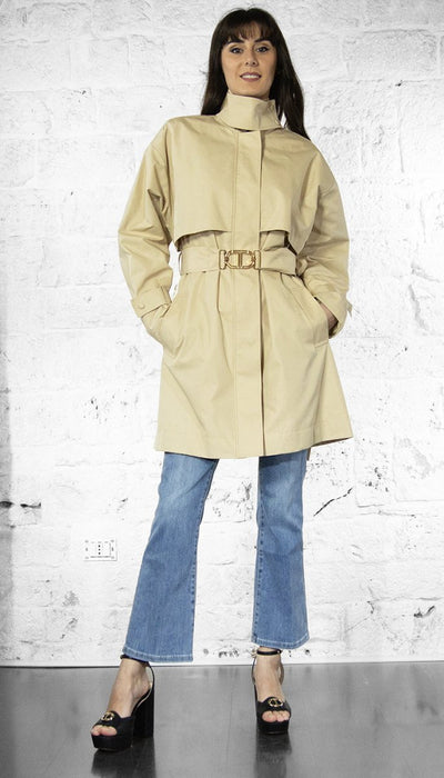 Twinset Trench corto in twill con cintura Capispalla Donna - Boutique Luisa Trendy