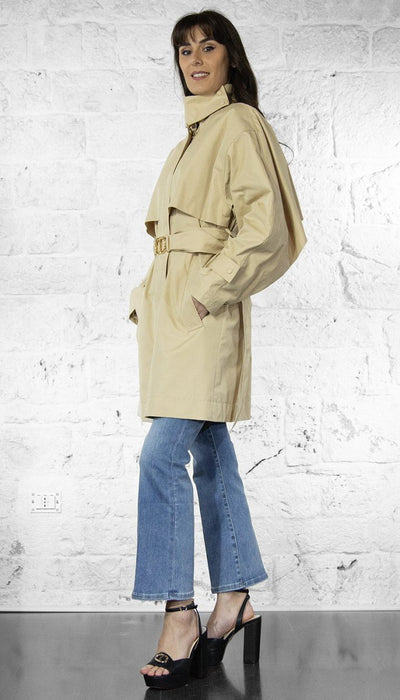 Twinset Trench corto in twill con cintura Capispalla Donna - Boutique Luisa Trendy