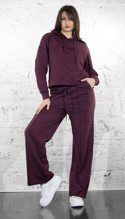Twinset Tuta bordeaux in cotone 252TP2681 Felpa - Boutique Luisa Trendy