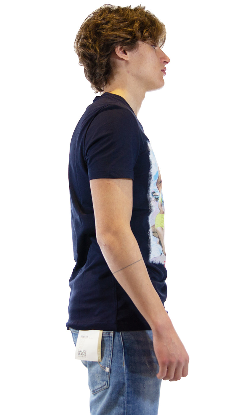 Gaudì Jeans T-shirt blu con stampa. 111GU64131_2801 (6555883307143)