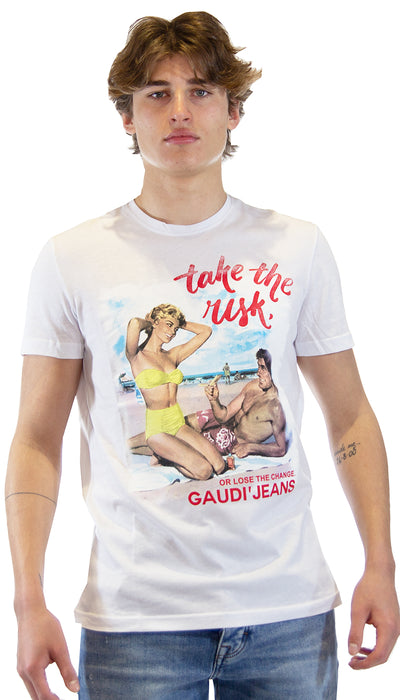 Gaudì Jeans T-shirt bianca con stampa. 111GU64131_2100 (6555883962503)