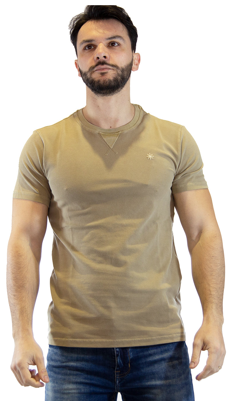 Manuel Ritz T-shirt beige in piquet tinto capo. 3032M561T_213304 (6555989573767)