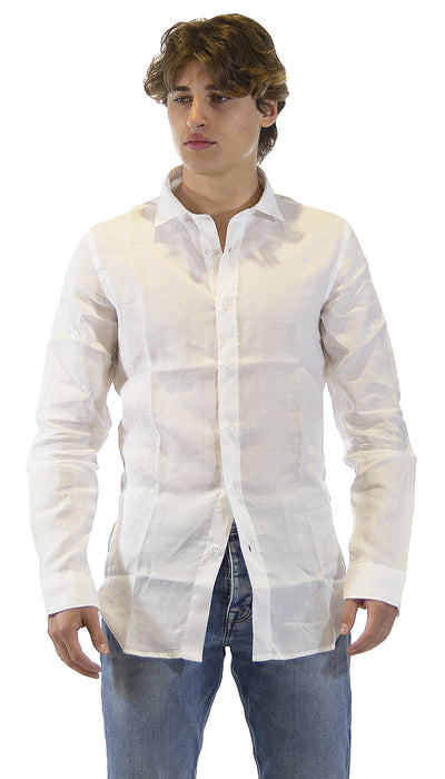 Havana & Co Camicia bianca in lino. H4876PW/C5074LT (6560783564935)