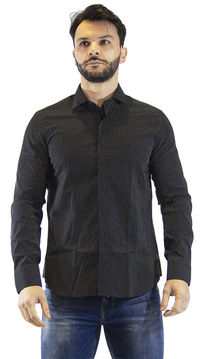 Manuel Ritz Camicia uomo nera a pois. 3030E651_213228 (6560888946823)