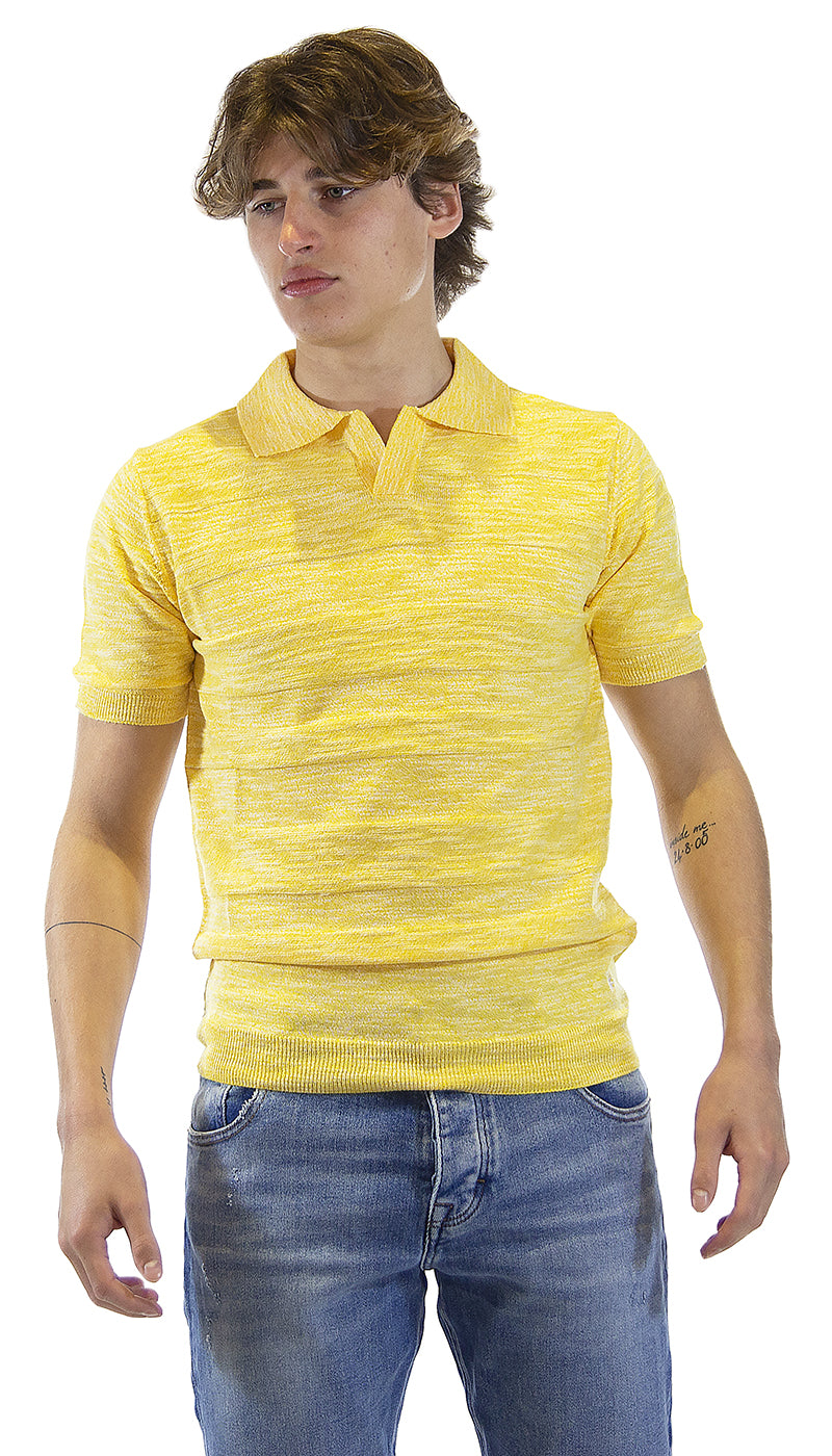 Manuel Ritz T-shirt polo uomo gialla in maglia. 3032M503_213317_06 (6555878293639)