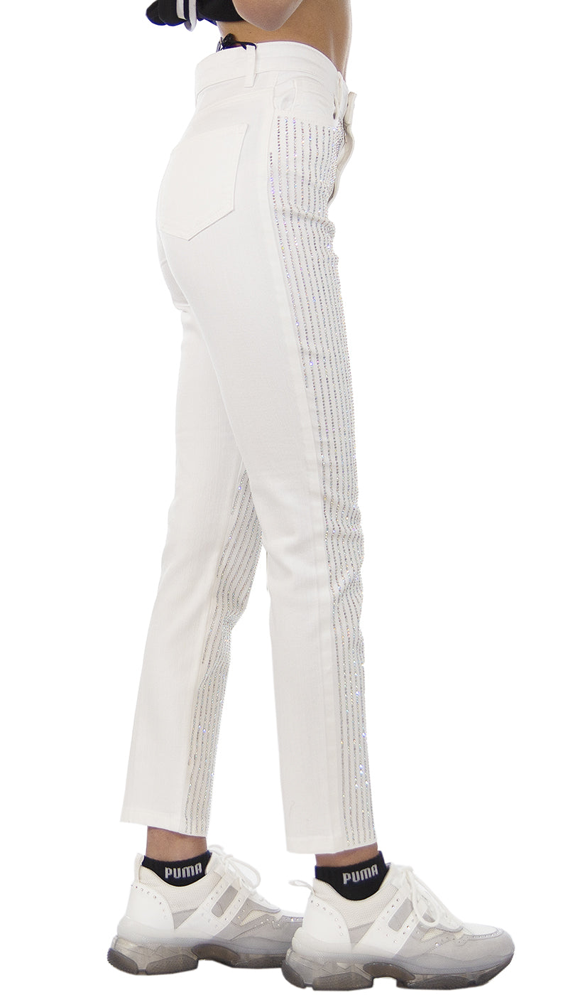 Twinset Milano Jeans bianco skinny con strass. 211TT232A (6552206999687)