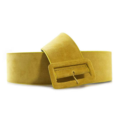 Cintura donna Silvian Heach giallo ocra in pelle con superficie scamosciata Real leather belt sun RCP20120CI - Luisa Trendy (5180298395783)