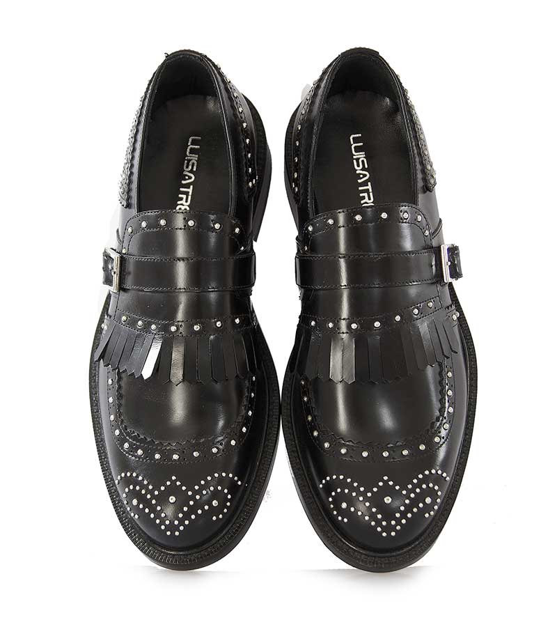 Scarpe uomo Luisa Trendy modello shanghai nere in pelle e borchie argento. - Luisa Trendy (5178586529927)