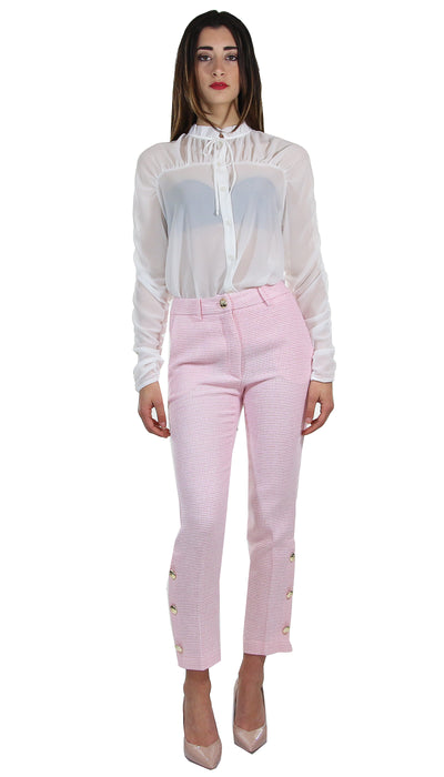 Denny Rose Pantalone in cotone armaturato con bottoni.