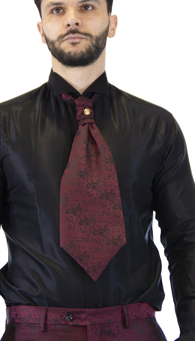 Angelo Toma Cravattone Plastron bordeaux damascato. AT80377/A5211 (6565976342663)