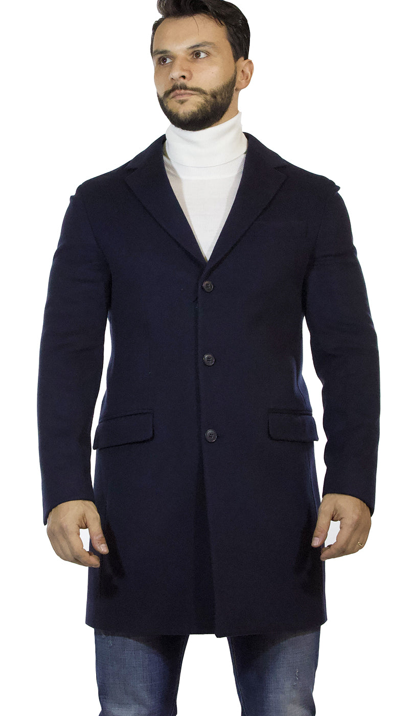 Cappotto lungo uomo Brian Dales blu in lana. JK3928 S19 - Luisa Trendy (5210896892039)