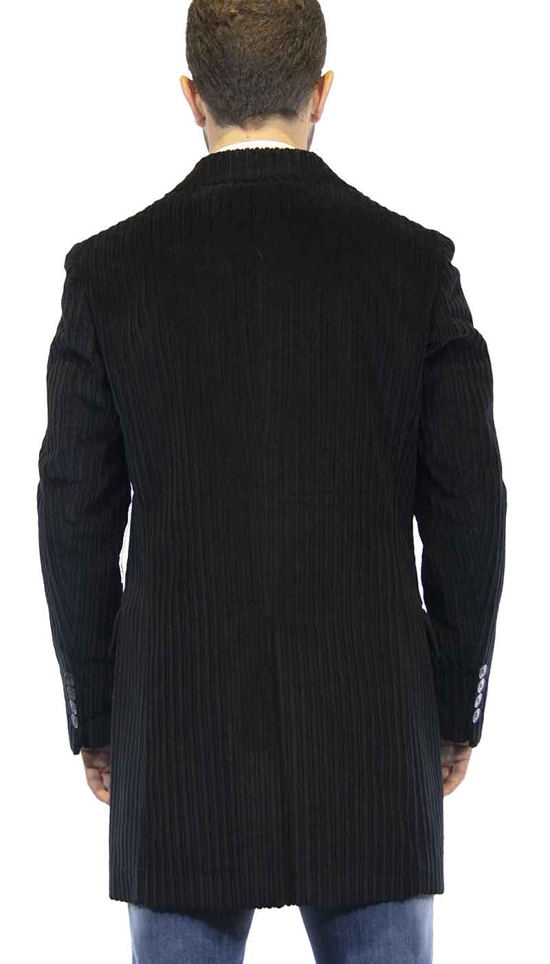 Cappotto uomo Brian Dales doppiopetto nero in velluto a coste. JK3929 S24 - Luisa Trendy (5201654317191)