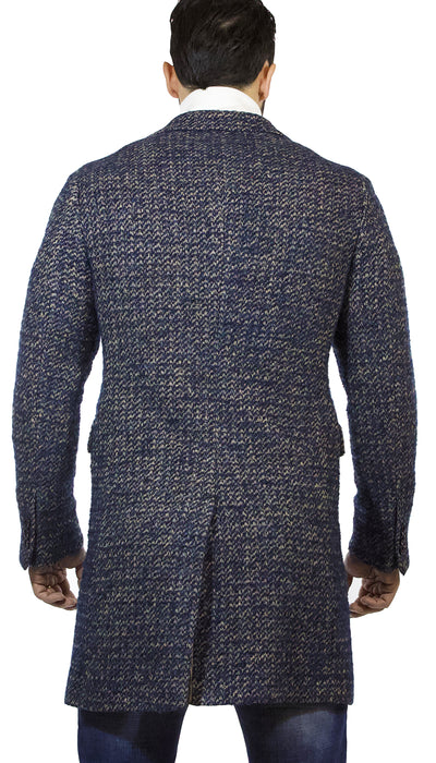 Cappotto lungo uomo Seventy in lana bouclè blu. - Luisa Trendy (5210955317383)