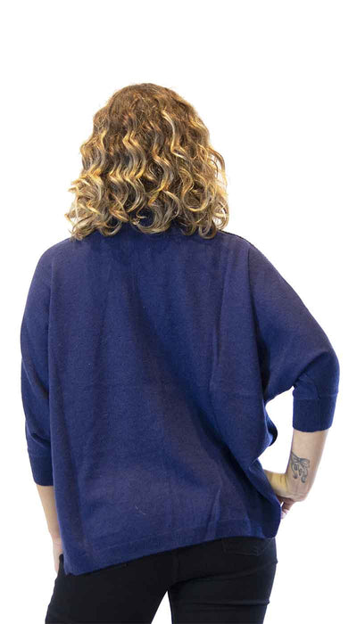 Cardigan donna Twinset blu in lana, maniche a pipistrello e applicazioni di catenine. TA53BE - Luisa Trendy (5196060131463)