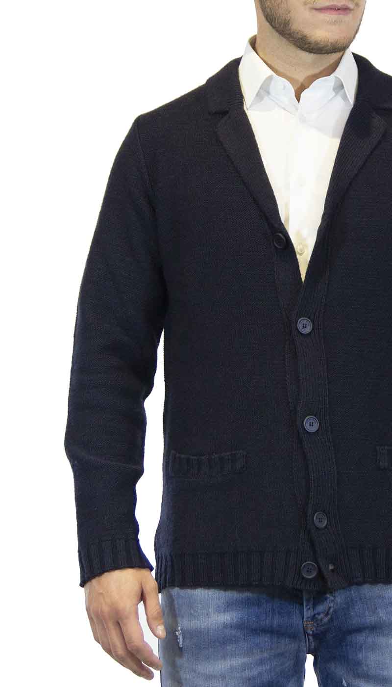 Cardigan uomo Gaudì Jeans a giacca in lana blu. 921BU53055 - Luisa Trendy (5199521611911)