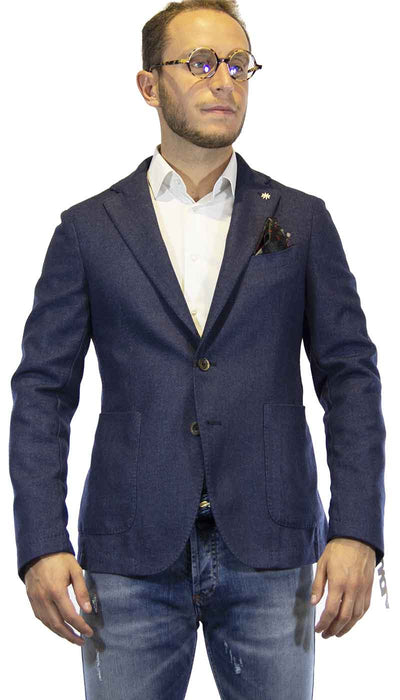 Giacca uomo Manuel Ritz in lana blu imputure amf. A/I 20/21 2932G2728TW 203507 - Luisa Trendy (5201663623303)