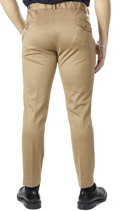 Havana & Co Pantalone cammello in tessuto con elastico in vita. (6654263853191)