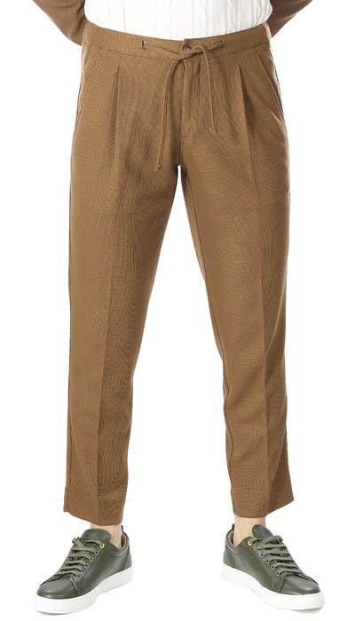 Havana & Co Pantalone marrone in maglina con laccio in vita. (6655305941127)