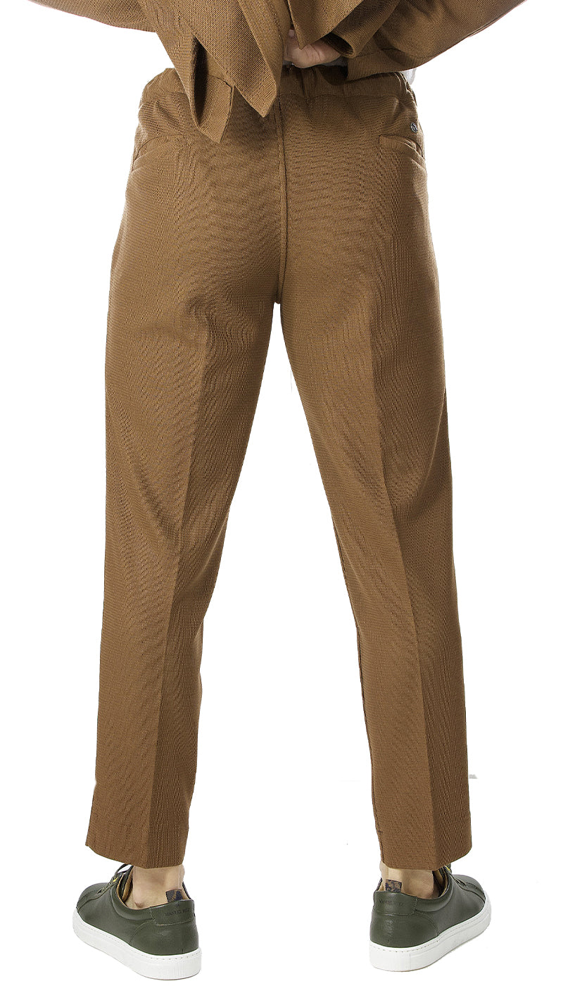 Havana & Co Pantalone marrone in maglina con laccio in vita. (6655305941127)