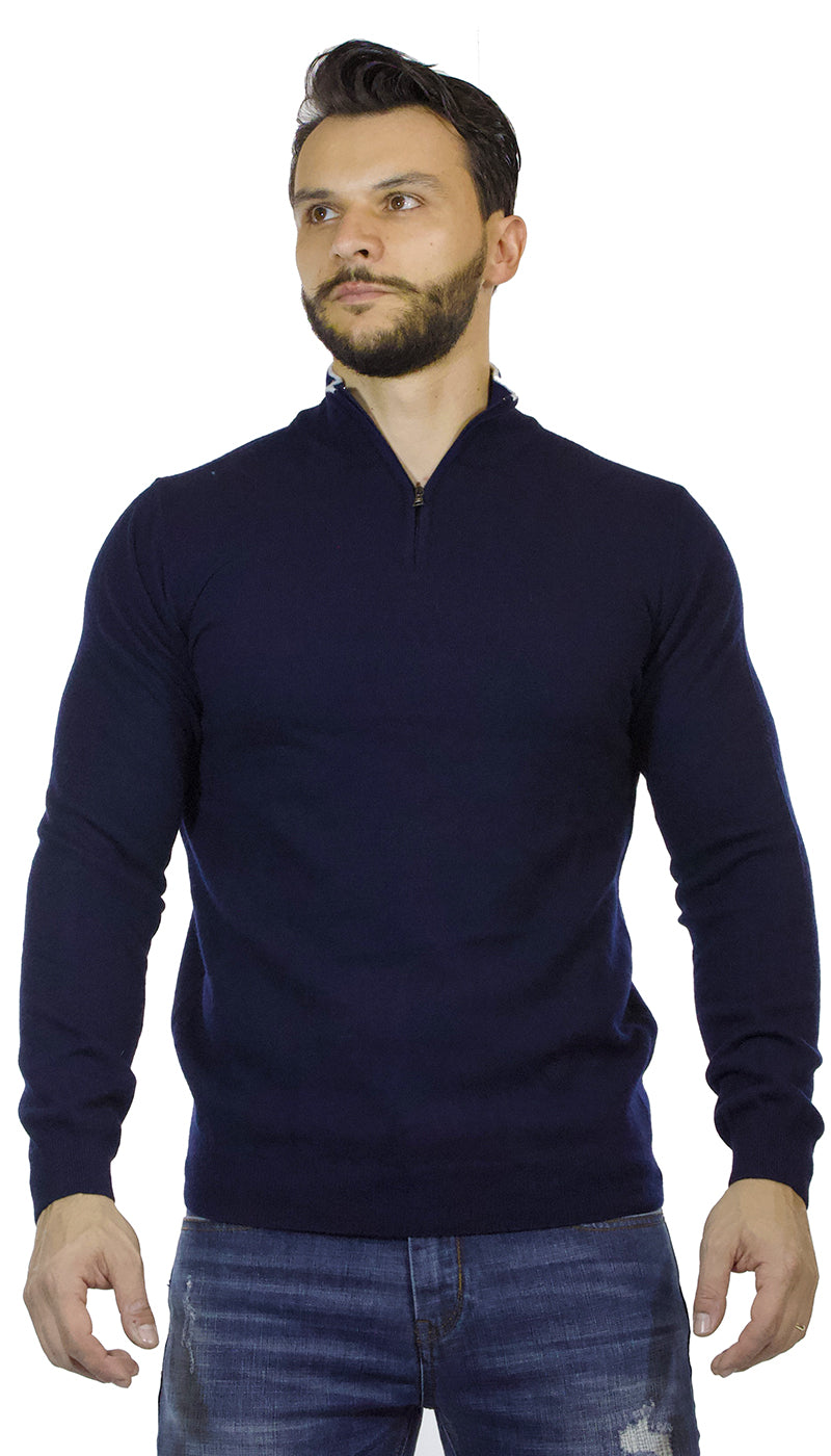 Maglia uomo Seventy in lana blu , collo alto con zip.  MT2338 910467 - Luisa Trendy (5209327665287)