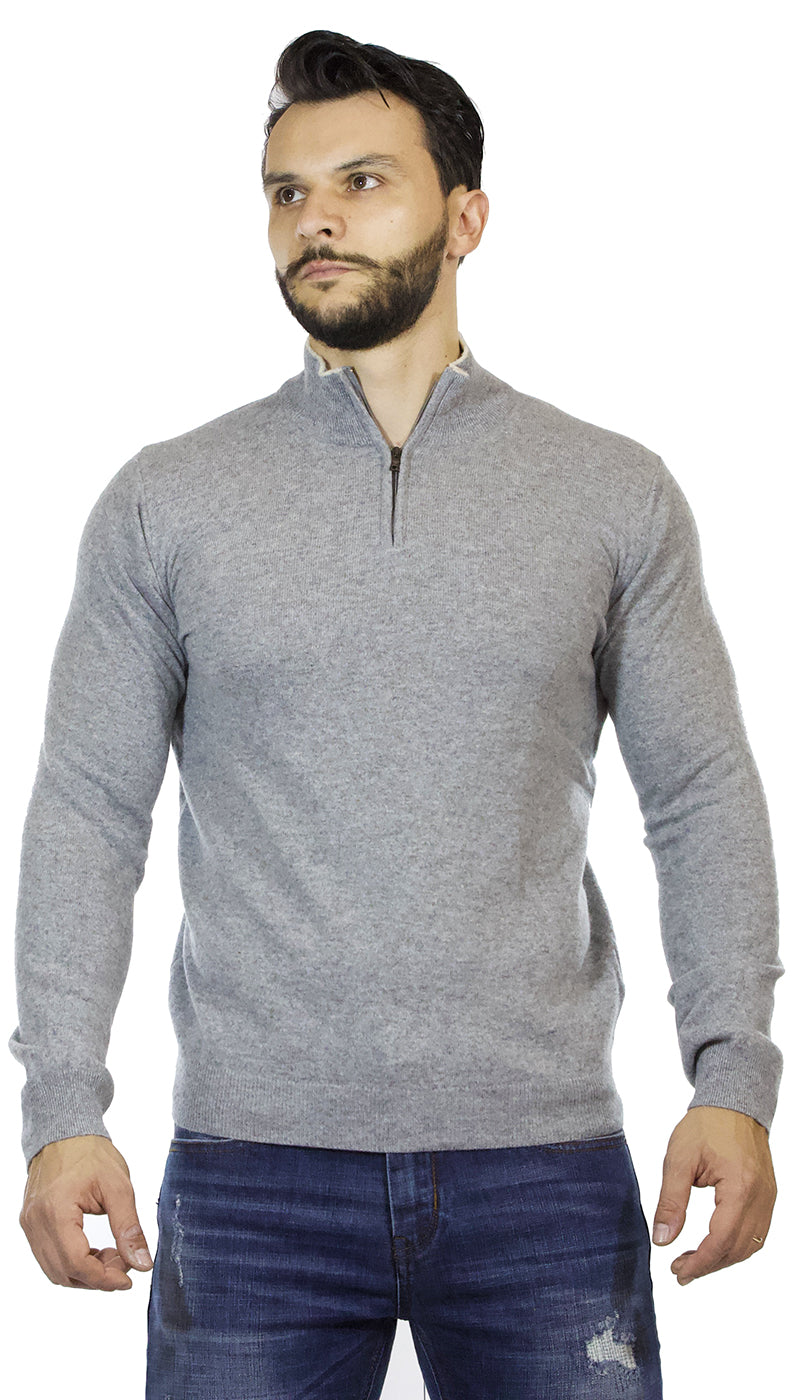 Maglia uomo Seventy in lana grigia , collo alto con zip. MT2338 910467 - Luisa Trendy (5209323143303)