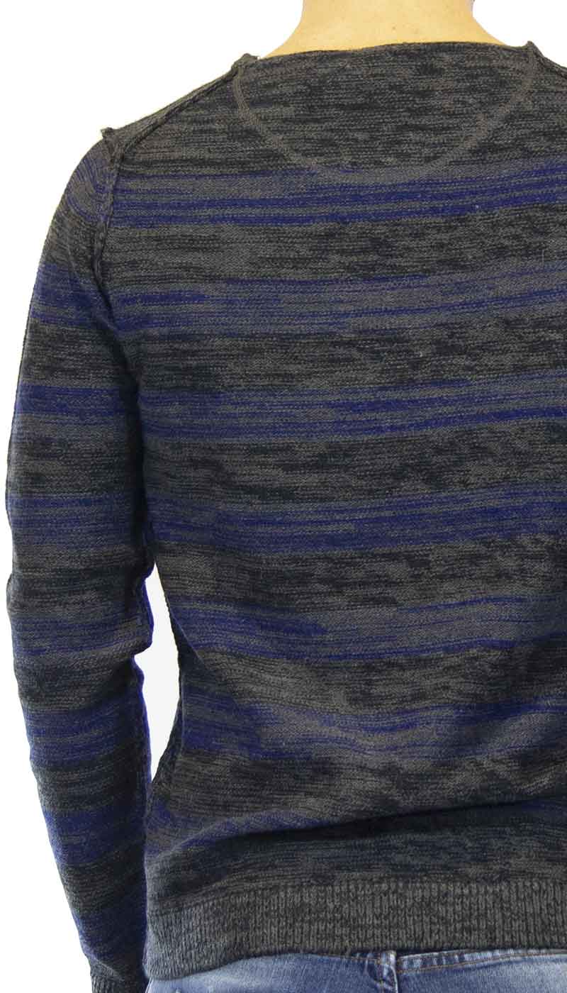 Maglia uomo Gaudì Jeans in lana grigia a fasce blu. 821BU53012 - Luisa Trendy (5198751465607)