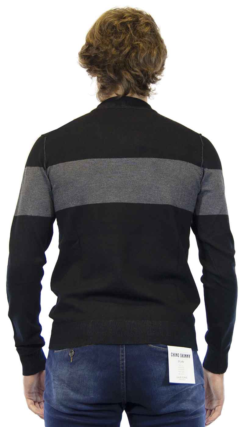 Maglia uomo Gaudì Jeans nera e grigia , in viscosa , collo a vulcano. 721BU53032 - Luisa Trendy (5197666058375)