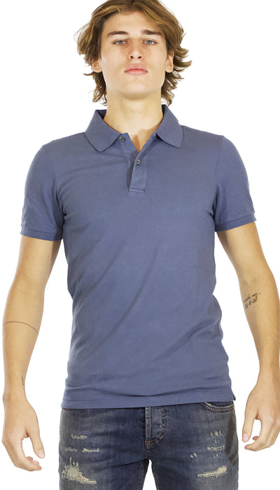 Polo uomo Seventy manica corta in cotone piquet blu avio. - Luisa Trendy (5214852612231)