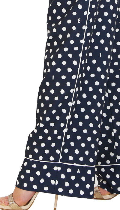 Silvian Heach Pantalone blu a palazzo con fantasia pois. (6659137044615)