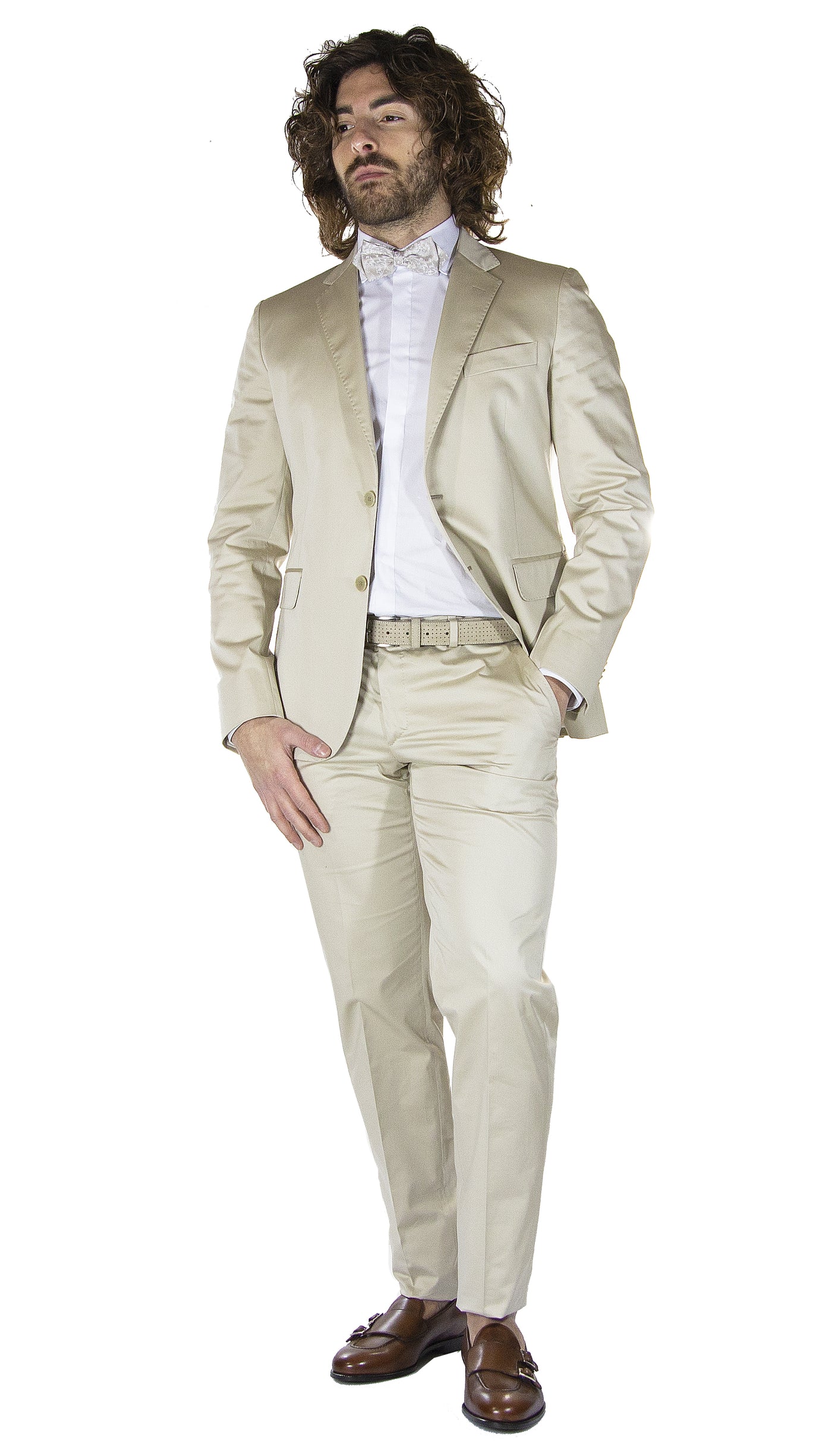 Brian Dales Uomo Abito beige in raso. (6686821679239)