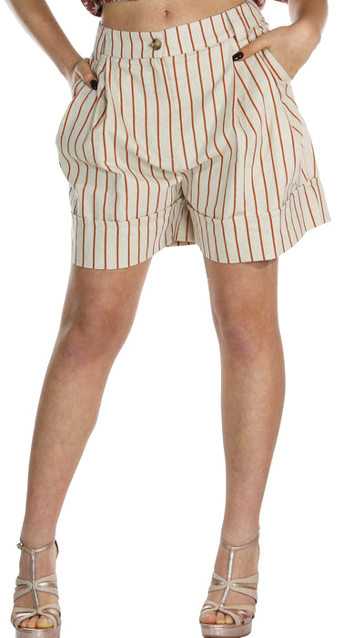 Silvian Heach Shorts a righe vita alta con pince. (6665966846087)