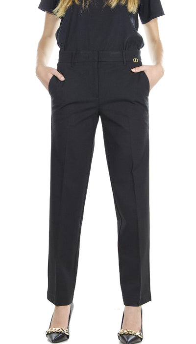 Twinset Milano Pantalone nero in punto milano. 212TP2062 (6618247069831)