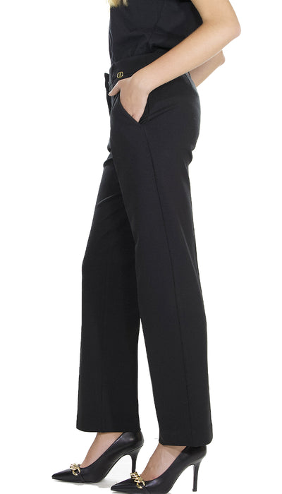 Twinset Milano Pantalone nero in punto milano. 212TP2062 (6618247069831)