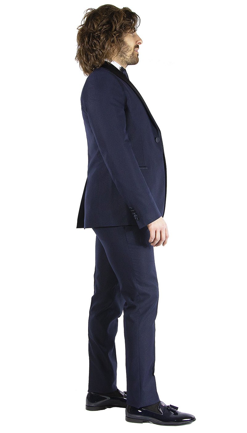 Angelo Toma Smoking da Cerimonia blu con trama operata. Abiti e giacche - Boutique Luisa Trendy