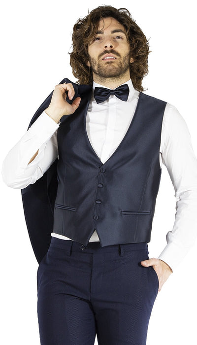 Angelo Toma Smoking da Cerimonia blu con trama operata. Abiti e giacche - Boutique Luisa Trendy