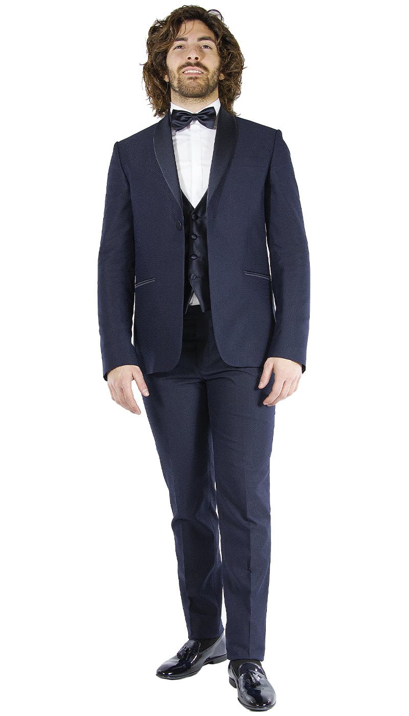 Angelo Toma Smoking da Cerimonia blu con trama operata. Abiti e giacche - Boutique Luisa Trendy
